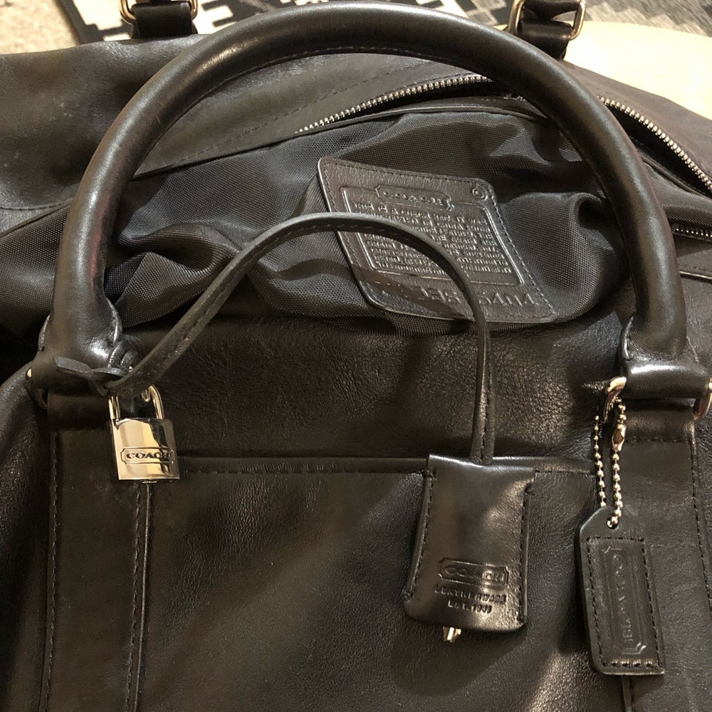 Coach Black Leather Duffle Travel bag - Picture 9 of 13